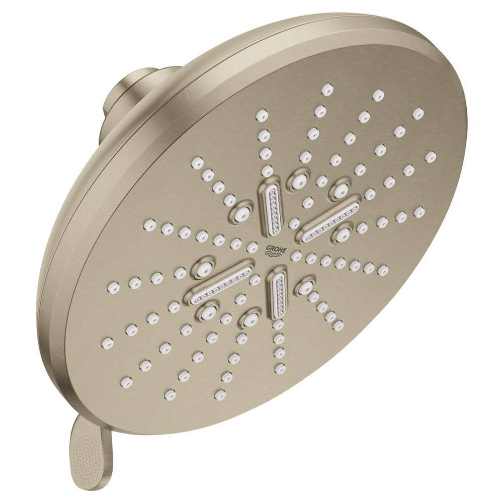 GROHE Rainshower SmartActive 3-Spray Patterns with 1.75 GPM 6.5 in. Wall  Mount Round Fixed Shower Head in Brushed Nickel 26789EN0 - The Home Depot