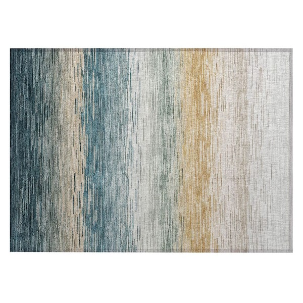 Chantille Machine Washable Indoor/Outdoor Abstract ACN2941 Teal 2 ft. x 3 ft. Accent Rug