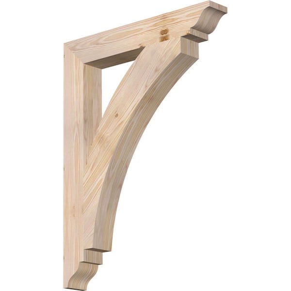 Ekena Millwork 3.5 in. x 32 in. x 24 in. Douglas Fir Thorton Traditional Smooth Bracket