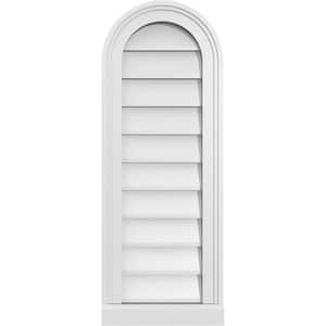 12 in. x 32 in. Round White PVC Paintable Gable Louver Vent Non-Functional