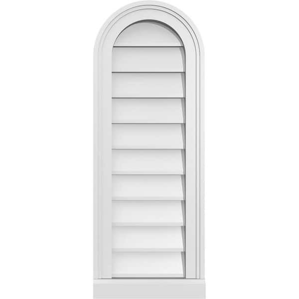 Ekena Millwork 12 in. x 32 in. Round White PVC Paintable Gable Louver Vent Non-Functional