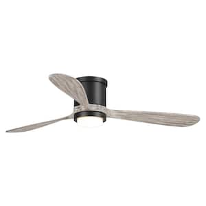 Anyan 52 in. Color Changing Integrated LED Black Flush Mount Ceiling Fan with Light and Remote Control