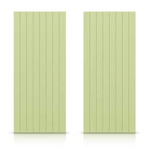 48 in. x 80 in. Hollow Core Sage Green Stained Composite MDF Interior Double Closet Sliding Doors