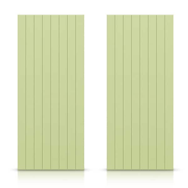 CALHOME 48 in. x 80 in. Hollow Core Sage Green Stained Composite MDF Interior Double Closet Sliding Doors