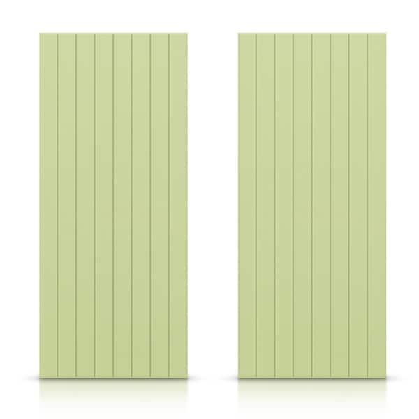 CALHOME 72 in. x 80 in. Hollow Core Sage Green Stained Composite MDF Interior Double Closet Sliding Doors