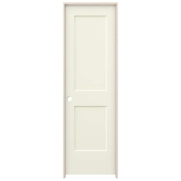 JELD-WEN 24 in. x 80 in. Monroe Vanilla Painted Right-Hand Smooth Solid Core Molded Composite MDF Single Prehung Interior Door