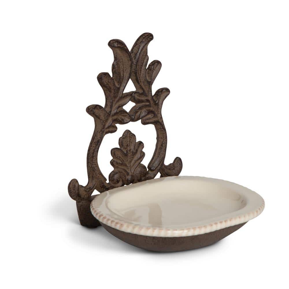Grazia Cream Ceramic Spoon Rest With Metal Holder