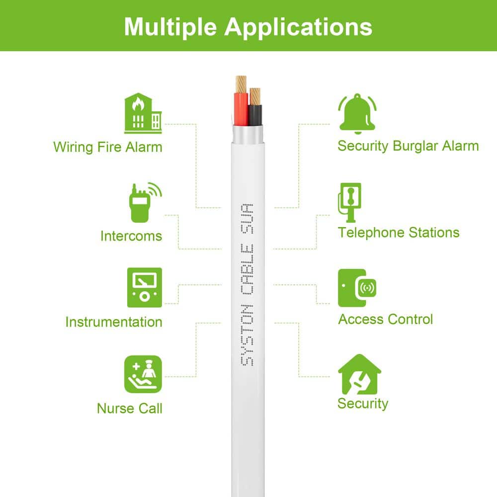 50 ft. White Stranded Copper Fire Security Alarm Cable