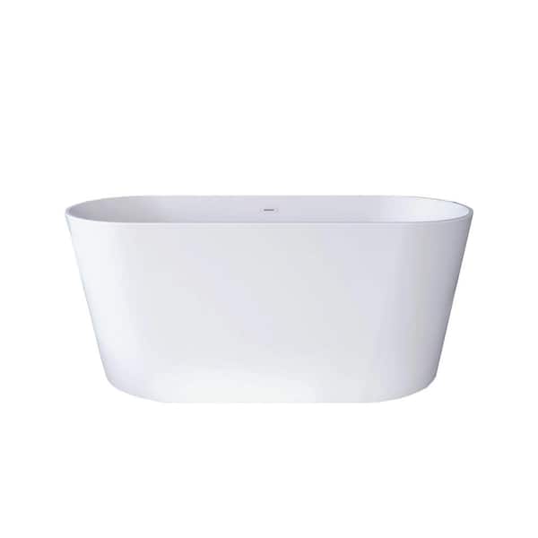67 in. x 32 in. Acrylic Freestanding Soaking Bathtub in Gloss White