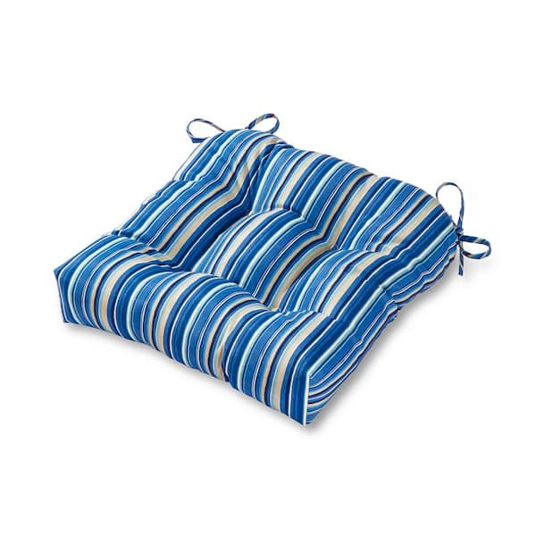 Greendale Home Fashions Coastal Stripe Sapphire Square Tufted Outdoor Seat Cushion