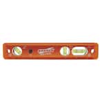 9 in. Aluminum Lighted Magnetic Torpedo Level with 3 Bubble Vials, Etched Ruler and Straight Edge