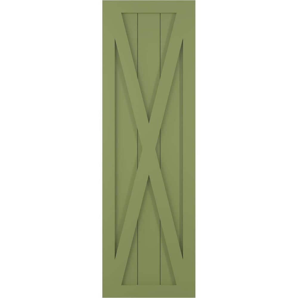 12 in. x 40 in. True Fit PVC Single X-Board Farmhouse Fixed Mount Board and Batten Shutters Pair in Moss Green price history on PriceWatchPro