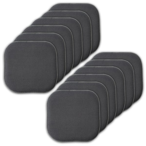 Sweet Home Collection Gray, Honeycomb Memory Foam Square 16 in. x 16 in. Non-Slip Back Chair Cushion (12-Pack)