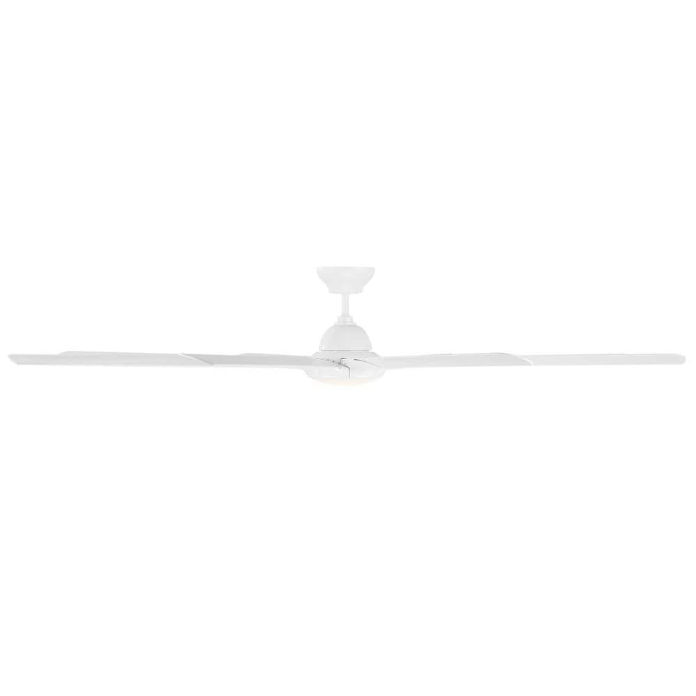 Hydra 96" Matte White Smart Ceiling Fan with LED Light Kit
