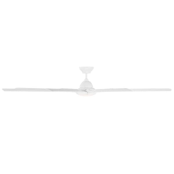 Hydra 96 in. 3000K Integrated LED Indoor/Outdoor Matte White Smart Ceiling Fan with Light Kit and Wall Control