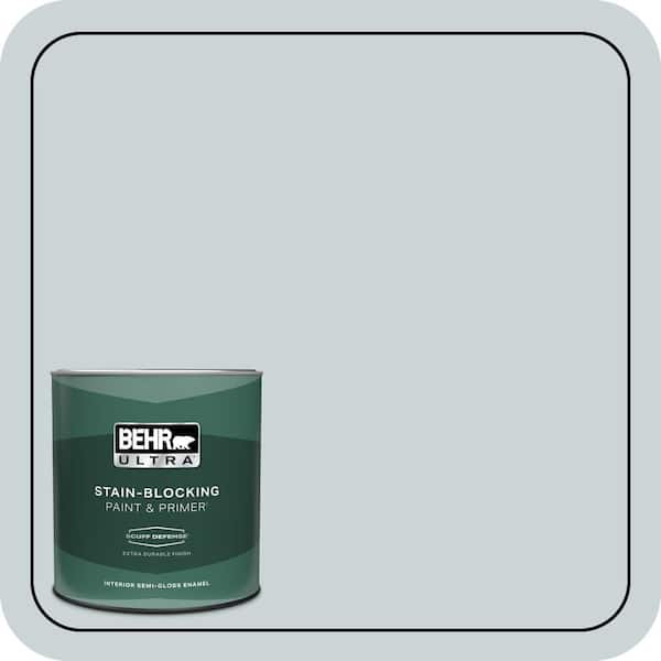 BEHR ULTRA 1 qt. #N470-1 Ash Blue Extra Durable Semi-Gloss Enamel Interior Paint & Primer