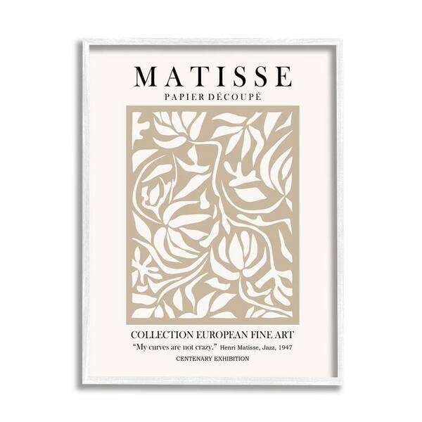 The Stupell Home Decor Collection Neutral Floral Foliage Pattern Historical Exhibition Text by Ros Ruseva Framed Nature Art Print 30 in. x 24 in.