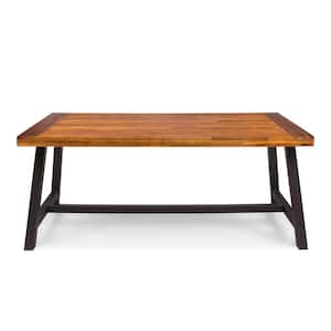 Rectangular Wood and Metal Outdoor Patio Dining Table
