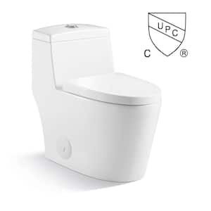Mona Max 1-Piece 1.2/1.6 GPF Dual Flush Elongated Toilet in Pure White Seat Included