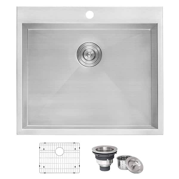 Forma 12 in. D X 25 in. D Drop-in Laundry Utility Sink 16 Gauge Stainless Steel