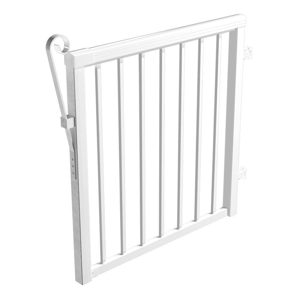 Peak Aluminum Railing 42 in. x 40 in. White Aluminum Deck Railing Picket Gate