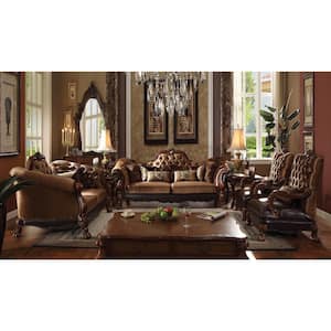 Dresden 46 in. Rolled Arm Leather Tufted Square Sofa in Brown
