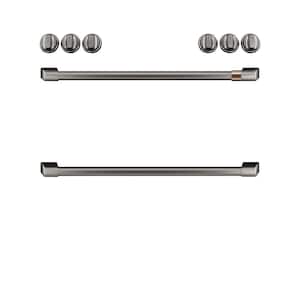 Front Control Gas Range Handle and Knob kit in Brushed Black