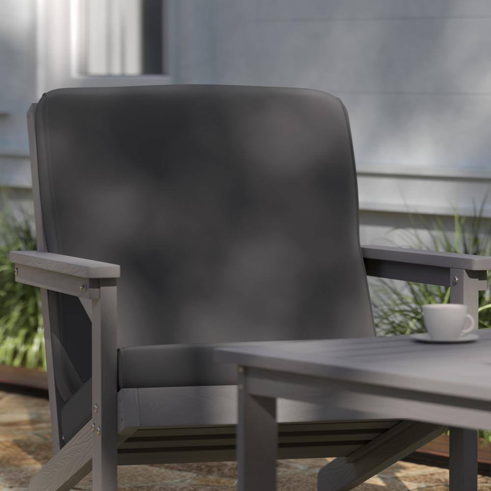 Gray Resin Frame Deep Seat Adirondack Chair with Cushions