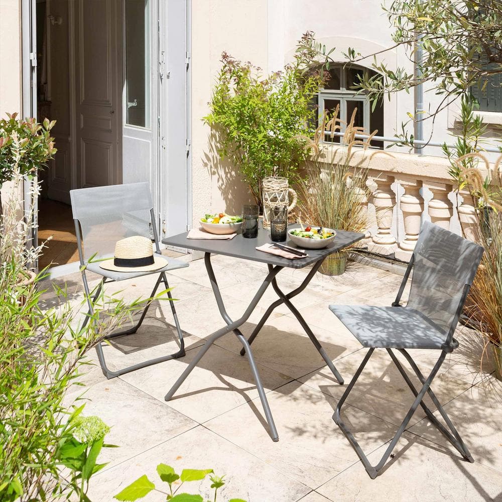 Titanium Gray Galvanized Steel Rectangular Folding Table