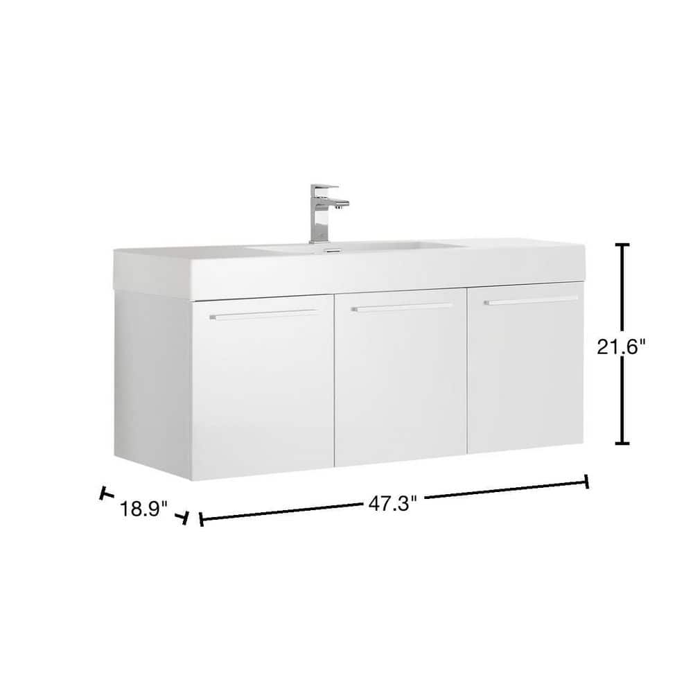 Vista 47" Glossy White Wall-Mount Bathroom Vanity