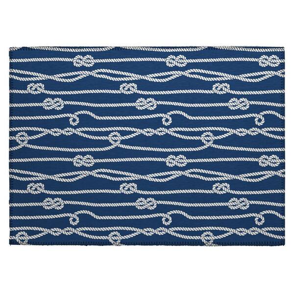 Harpswell Blue 1 ft. 8 in. x 2 ft. 6 in. Geometric Indoor/Outdoor Area Rug
