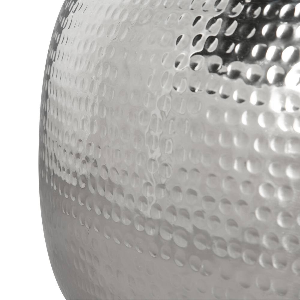 Silver Hammered Aluminum Round Cocktail Table