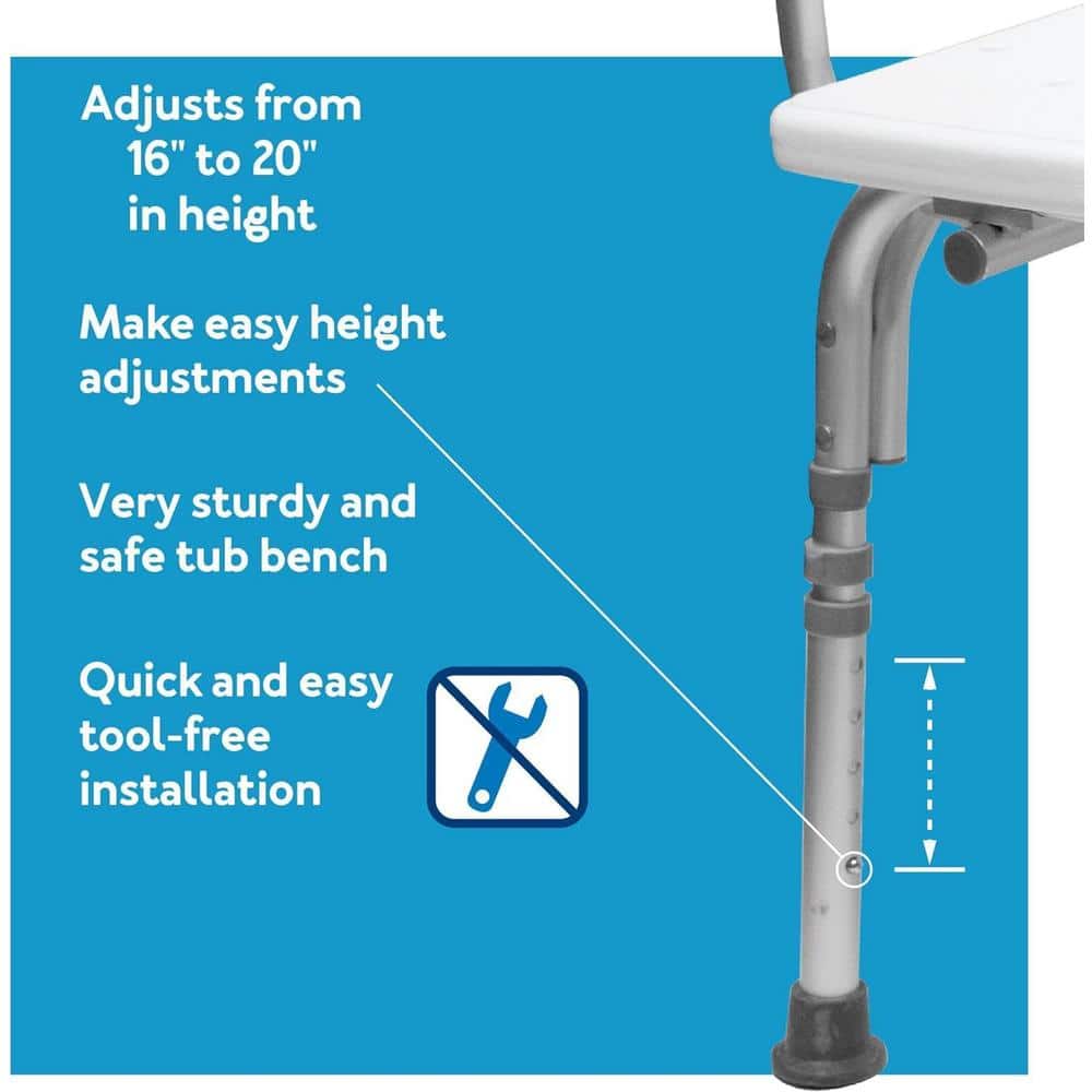 White Adjustable Plastic Bathtub Transfer Bench