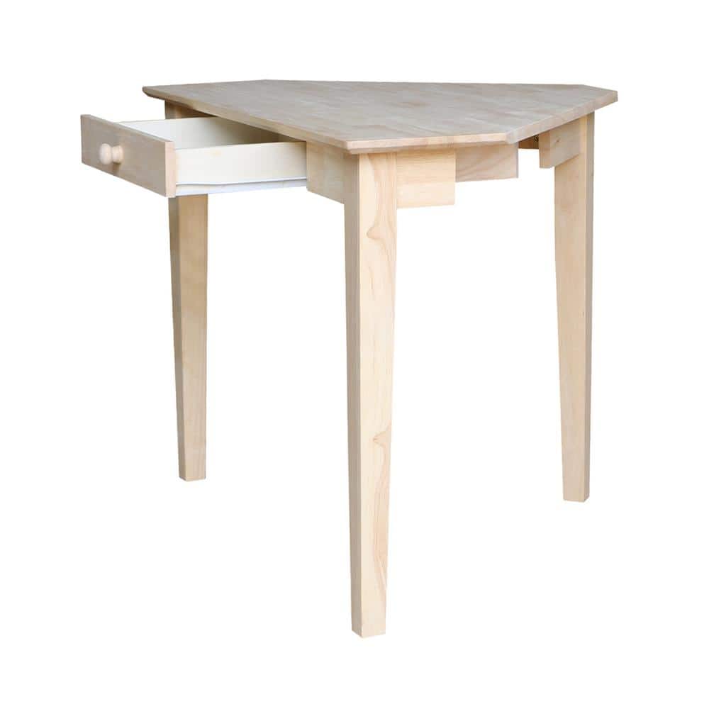 Unfinished Natural Wood Corner Desk with Drawer
