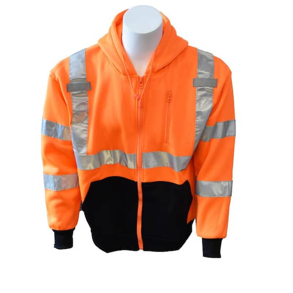 Cordova COR-BRITE Large Type R Class-3 Full-Zip Sweatshirt in Orange with Hood
