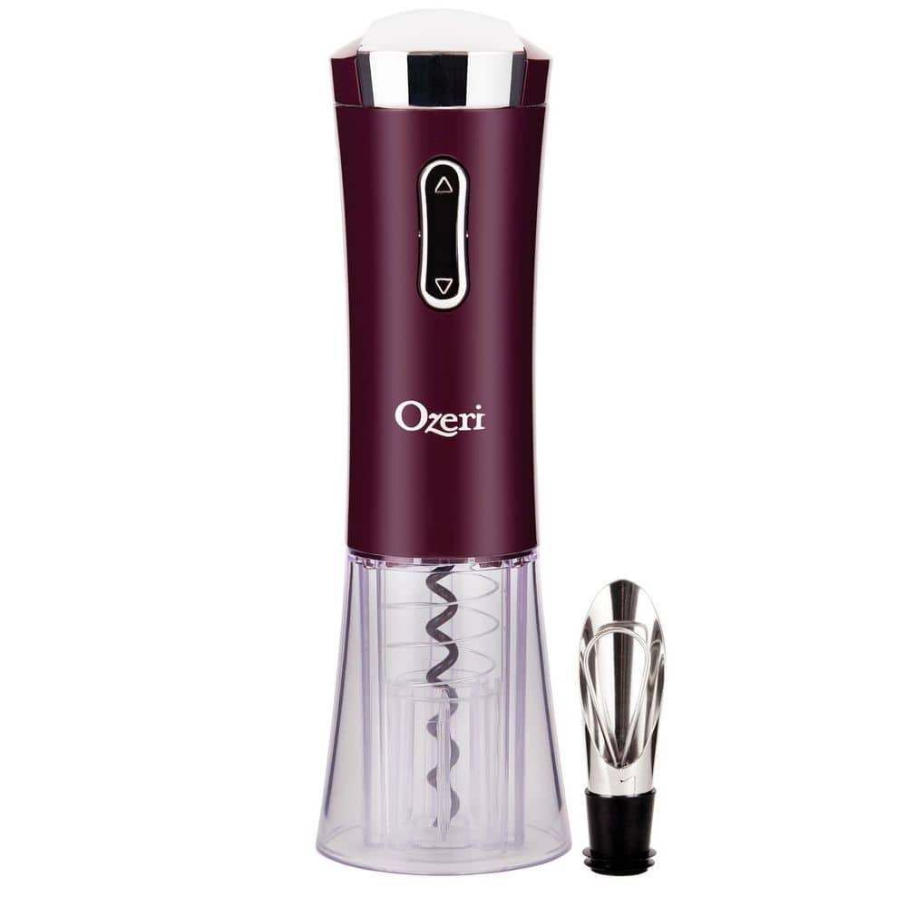 Ozeri Nouveaux II Electric Wine Opener in Burgundy Brown, with Free ...