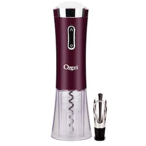 Nouveaux II Electric Wine Opener in Burgundy Brown, with Free Foil Cutter, Wine Pourer and Stopper