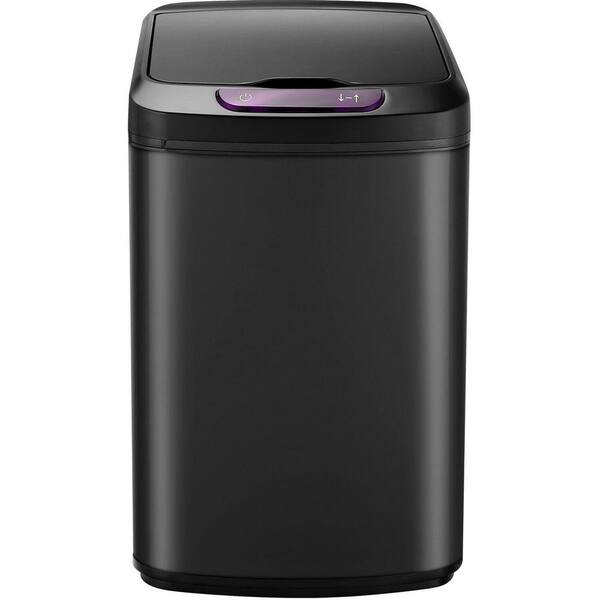 9 l/2.3 Gal. Black Metal Household Trash Can with Sensor Lid