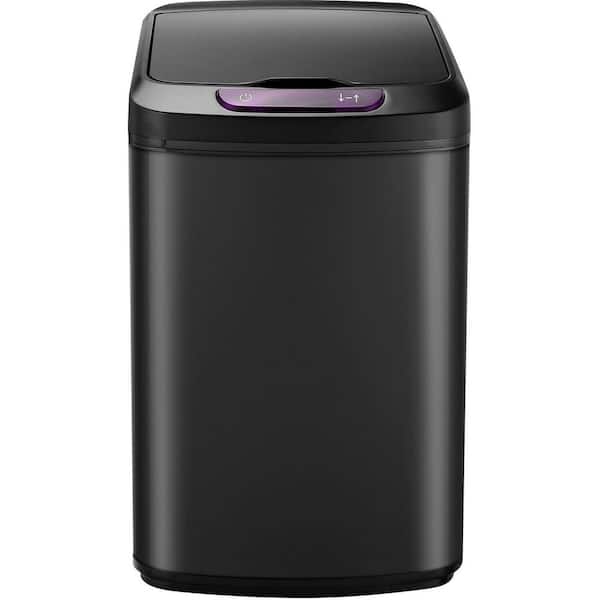 9 l/2.3 Gal. Black Metal Household Trash Can with Sensor Lid