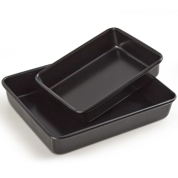 Deep Baking Pan Set 2-Piece Heavy Duty Carbon Steel Nonstick Warp-Resistant Single Roasting Pan for Oven