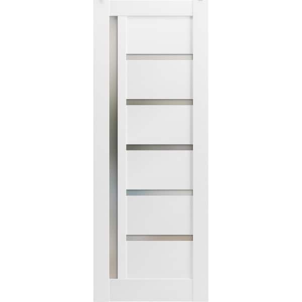 36 in. x 84 in. Solid MDF Frosted Glass White Interior Door Slab