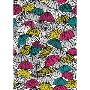 Multi-Colored Dara Fuschia Jolly Brollies Wallpaper