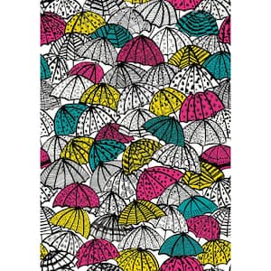 Multi-Colored Dara Fuschia Jolly Brollies Wallpaper Sample