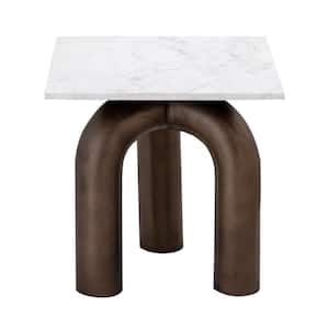 Brookside 20 in. Antique Bronze Square Marble Accent Table