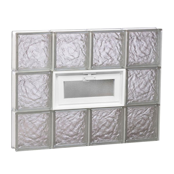 Clearly Secure 31 in. x 23.25 in. x 3.125 in. Frameless Ice Pattern Vented Glass Block Window