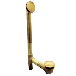 Illusionary 17-Gauge Brass 22-1/2 in. Bath Waste and Overflow with Full Cover Tip-Toe Drain in Brushed Bronze