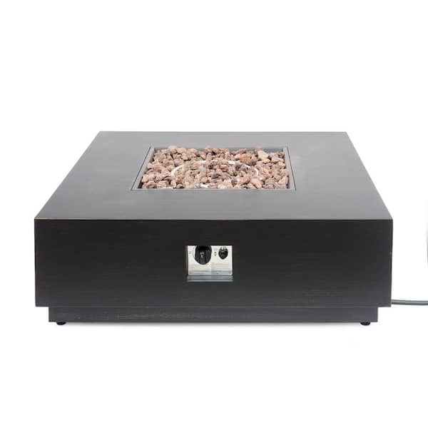 Zeus & Ruta 40 in. 50000 BTU Gray Rectangle Propane Outdoor Fire Pit Table for Outside Patio