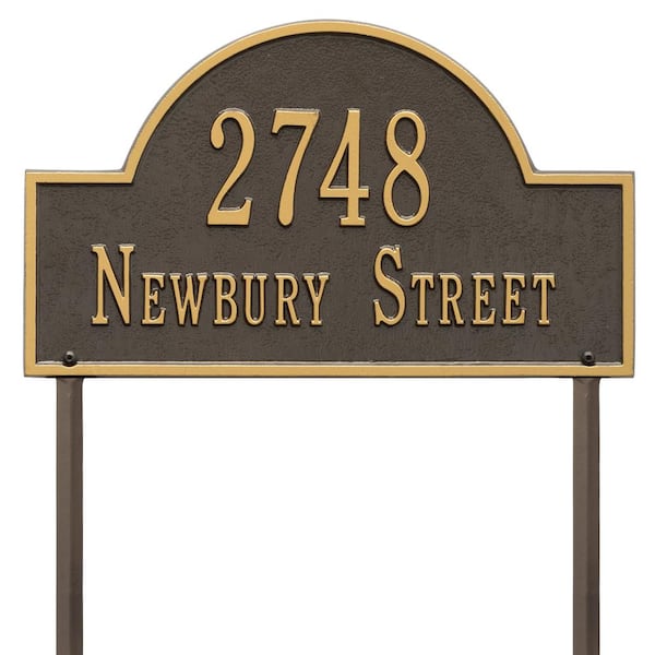 Whitehall Products Arch Marker Standard Bronze/Gold Lawn 2-Line Address Plaque