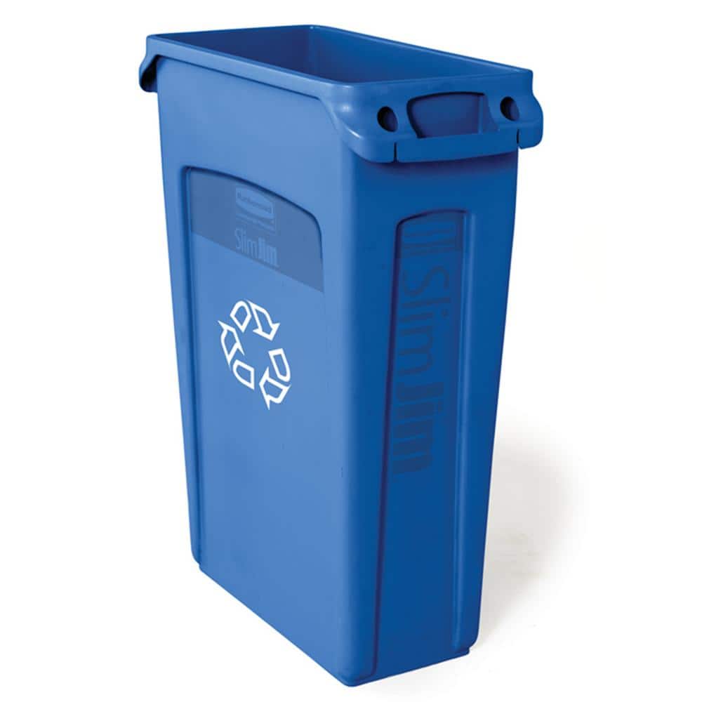 Rubbermaid Commercial Products Slim Jim 23 Gal. Blue Recycling Container  with Venting Channels FG354007BLUE - The Home Depot