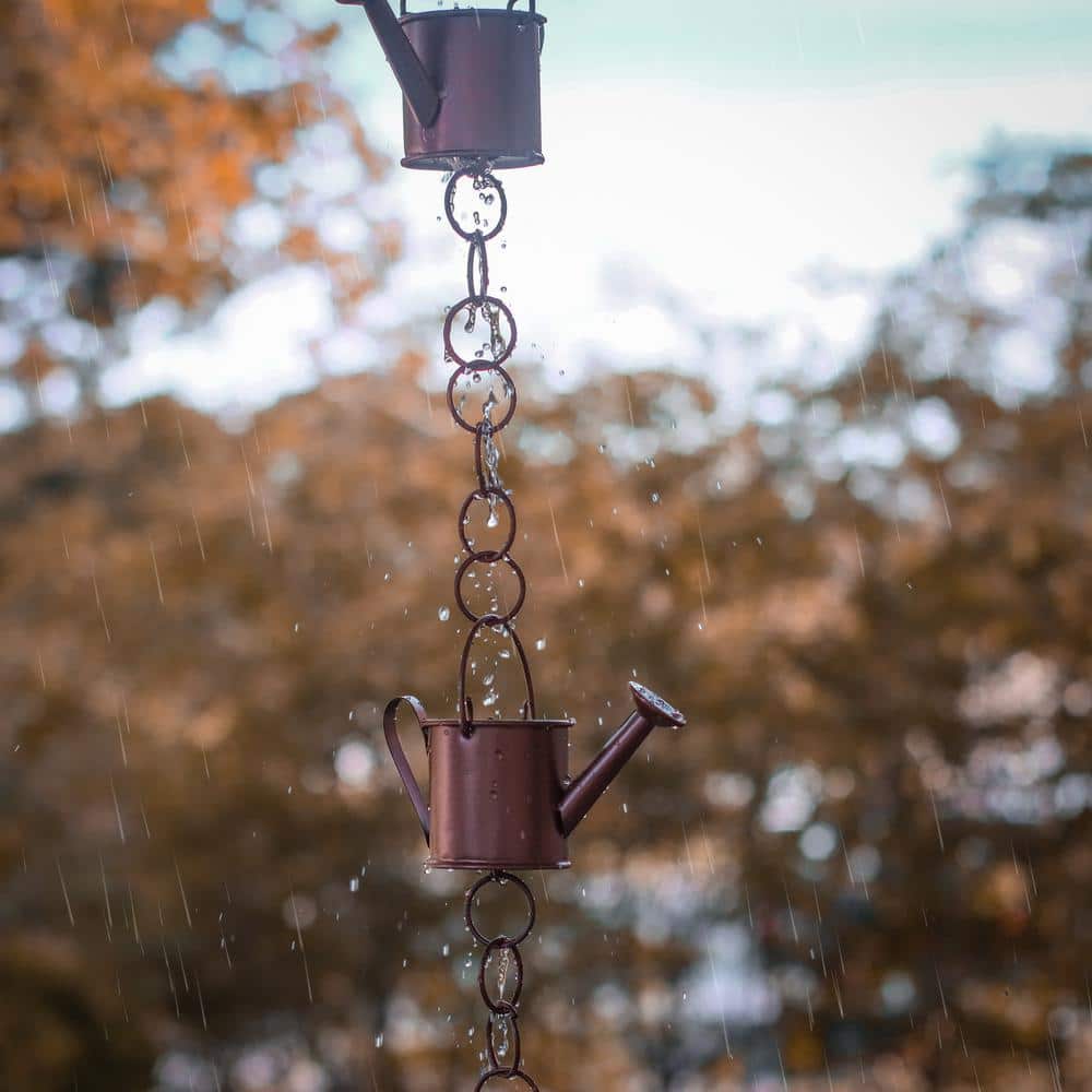 Copper Colored Iron Watering Can Rain Chain for Gutters